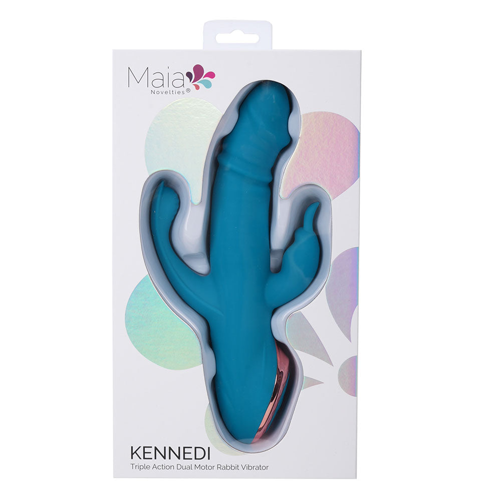 Maia KENNEDI - Blue 23.5 cm USB Rechargeable Triple Stimulating Vibrator - Hush Store Sydney 