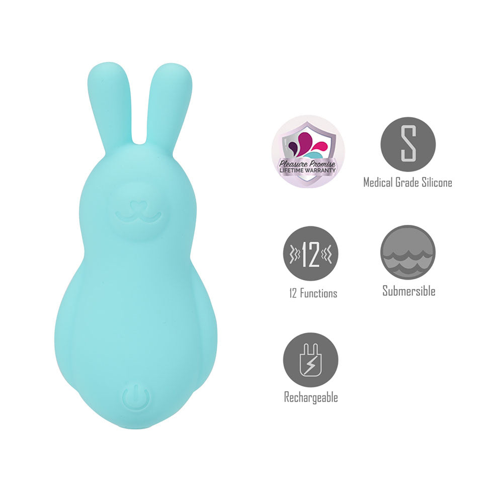 Maia BRI - Teal - Teal 9 cm USB Rechargeable Vibrating Bunny Bullet - Hush Store Sydney 