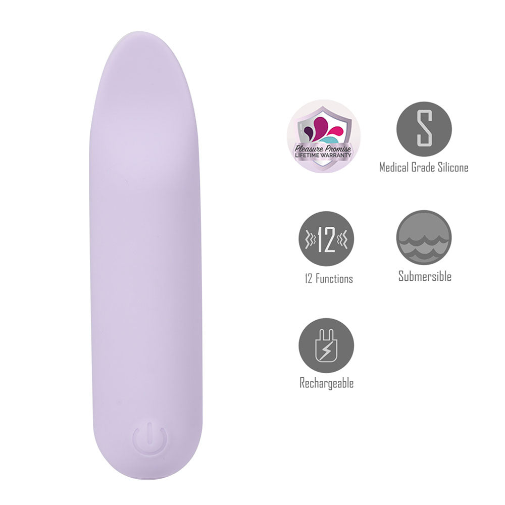 Maia TAWNI - Lavender - Lavender 9 cm USB Rechargeable Bullet with Flickering Tip - Hush Store Sydney 
