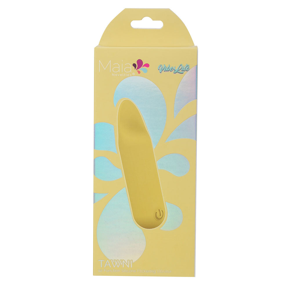 Maia TAWNI - Yellow - Yellow 9 cm USB Rechargeable Bullet with Flickering Tip - Hush Store Sydney 