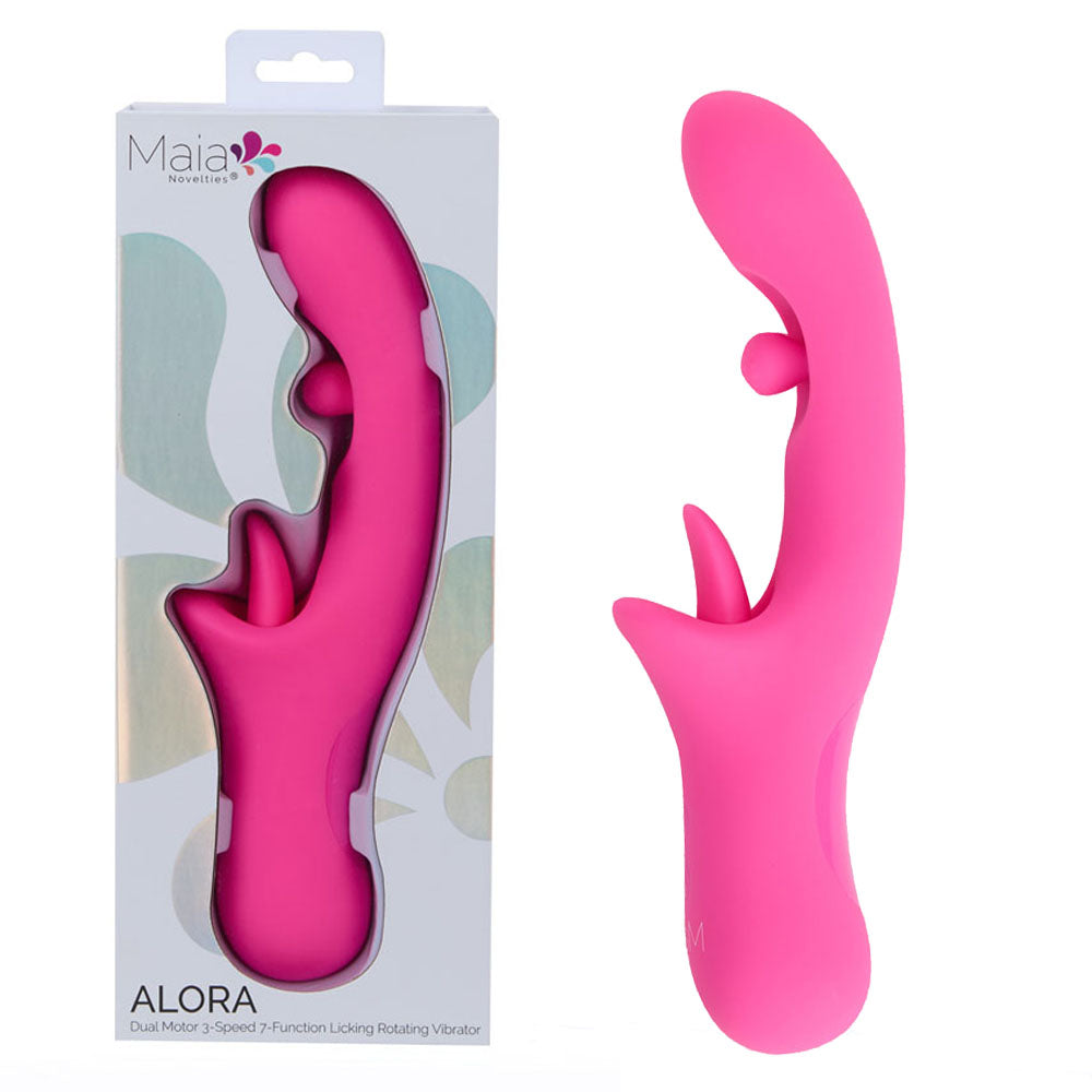 Maia ALORA - Pink 24.1 cm USB Rechargeable Rotating & Licking Vibrator - Hush Store Sydney 