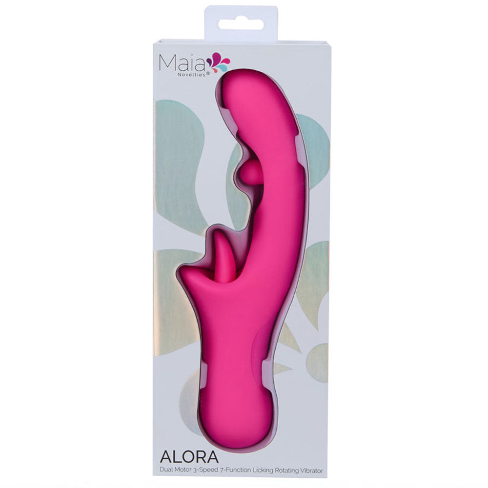 Maia ALORA - Pink 24.1 cm USB Rechargeable Rotating & Licking Vibrator - Hush Store Sydney 