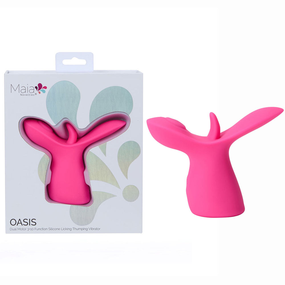 Maia OASIS - Pink - Pink USB Rechargeable Dual Motor Licking & Thumping Stimulator