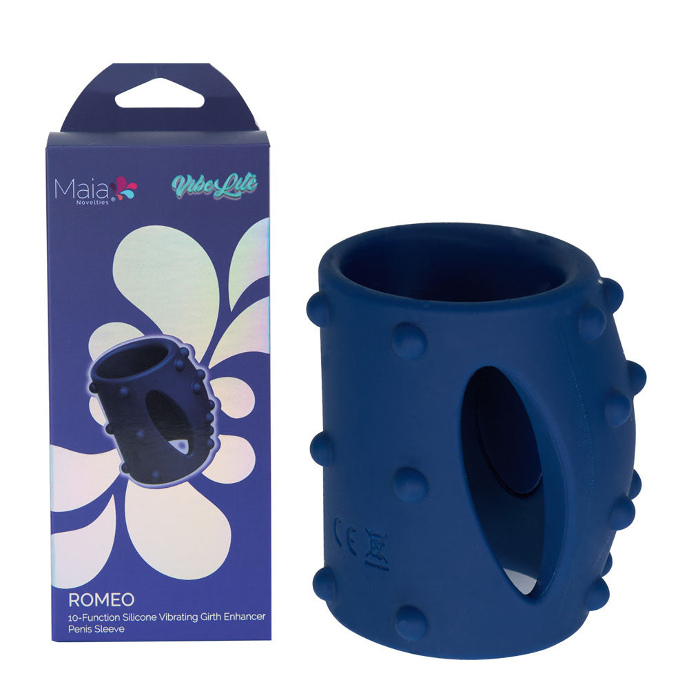 Maia ROMEO - Blue - Blue USB Rechargeable Vibrating Girth Enhancer Sleeve - Hush Store Sydney 