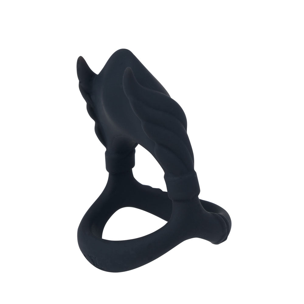 Maia ROCKY - Black - Black USB Rechargeable Vibrating Cock & Balls Ring - Hush Store Sydney 