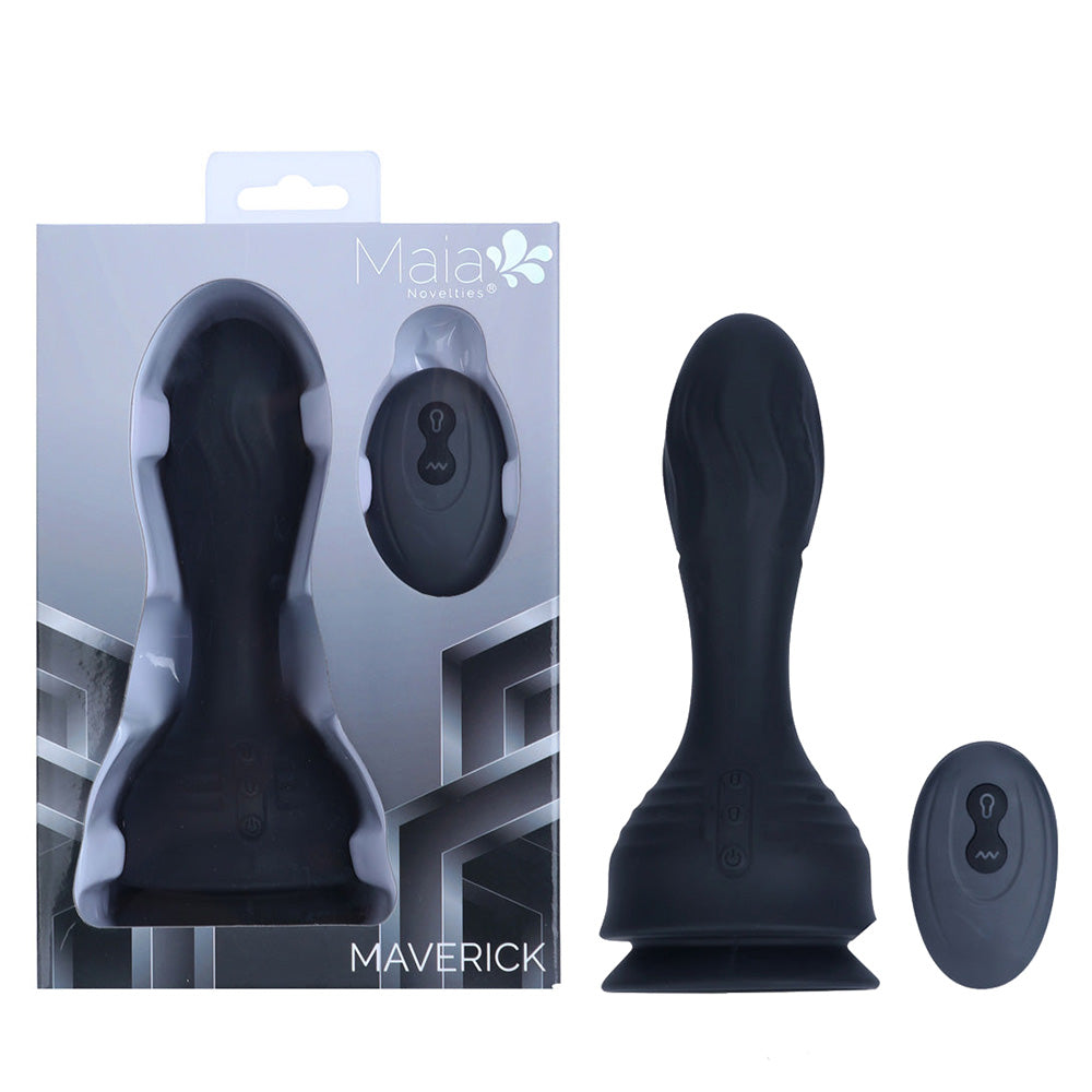 Maia MAVERICK - Black 16.5 cm USB Rechargeable Inflatable Anal Plug with Wireless Remote