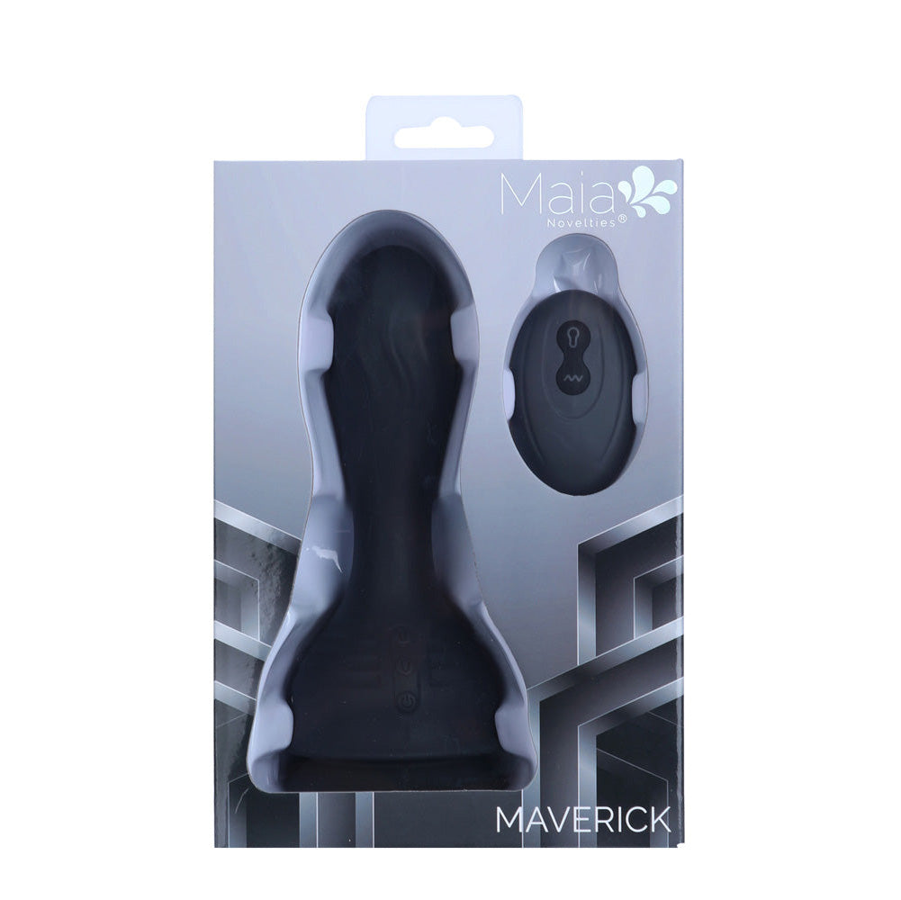 Maia MAVERICK - Black 16.5 cm USB Rechargeable Inflatable Anal Plug with Wireless Remote
