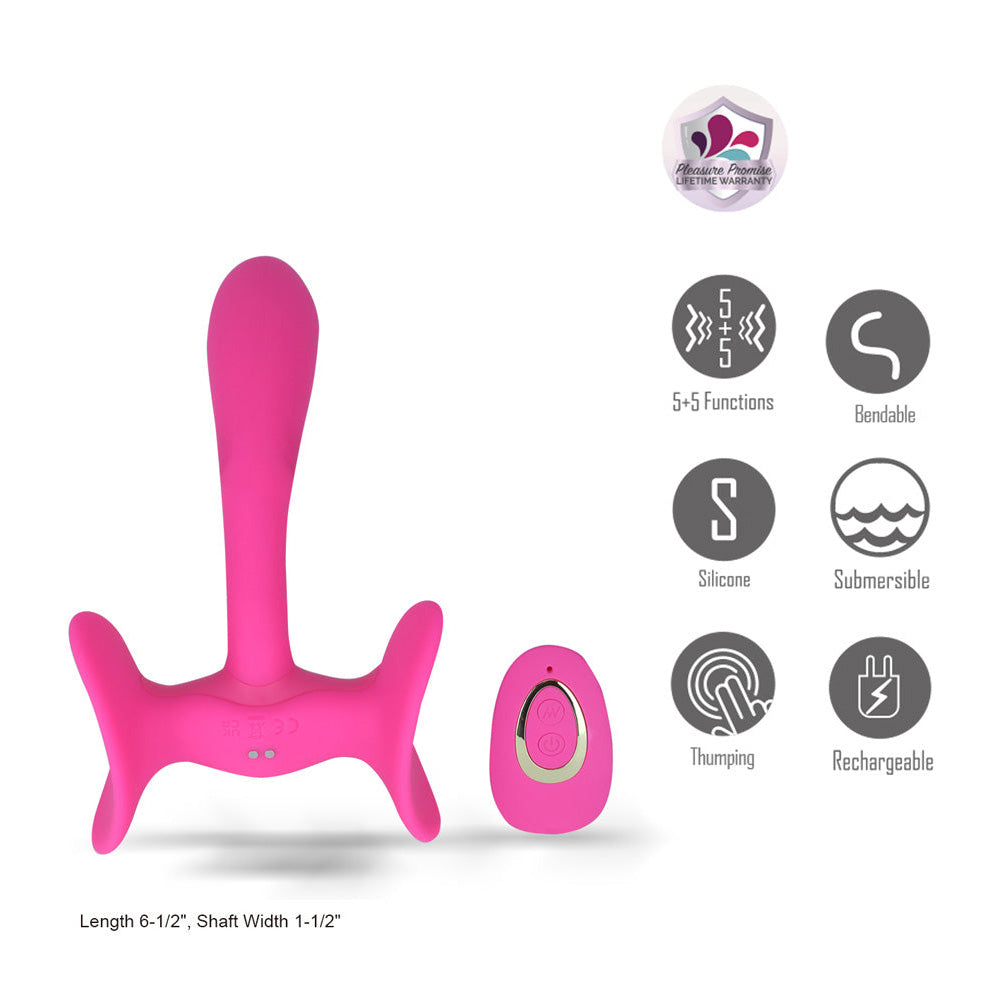 Maia PAISLEE - Pink 16.5 cm USB Rechargeable Thigh Hold Vibrator with Wireless Remote