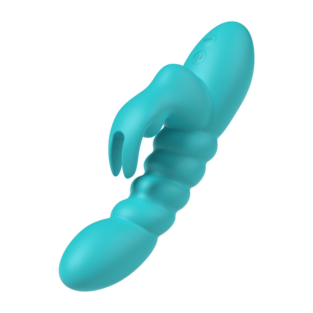 Party Up BRYNLYN - Teal - Teal 18.2 cm USB Rechargeable Rabbit Vibrator - Hush Store Sydney 