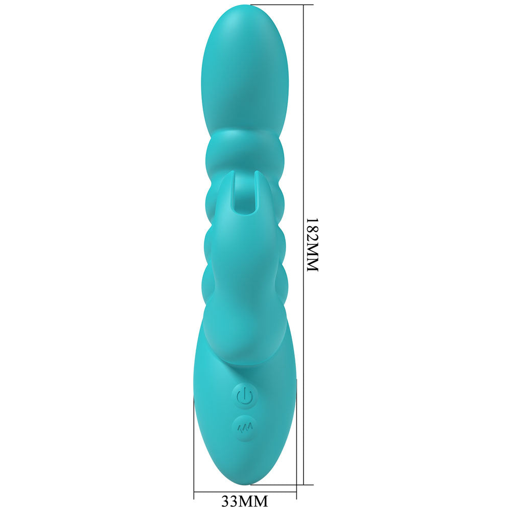 Party Up BRYNLYN - Teal - Teal 18.2 cm USB Rechargeable Rabbit Vibrator - Hush Store Sydney 