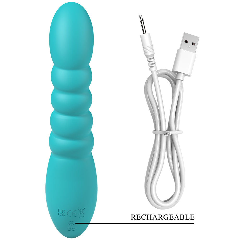 Party Up BRYNLYN - Teal - Teal 18.2 cm USB Rechargeable Rabbit Vibrator - Hush Store Sydney 