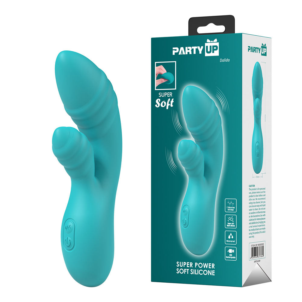 Party Up DALIDA - Teal - Teal 16.2 cm USB Rechargeable Rabbit Vibrator
