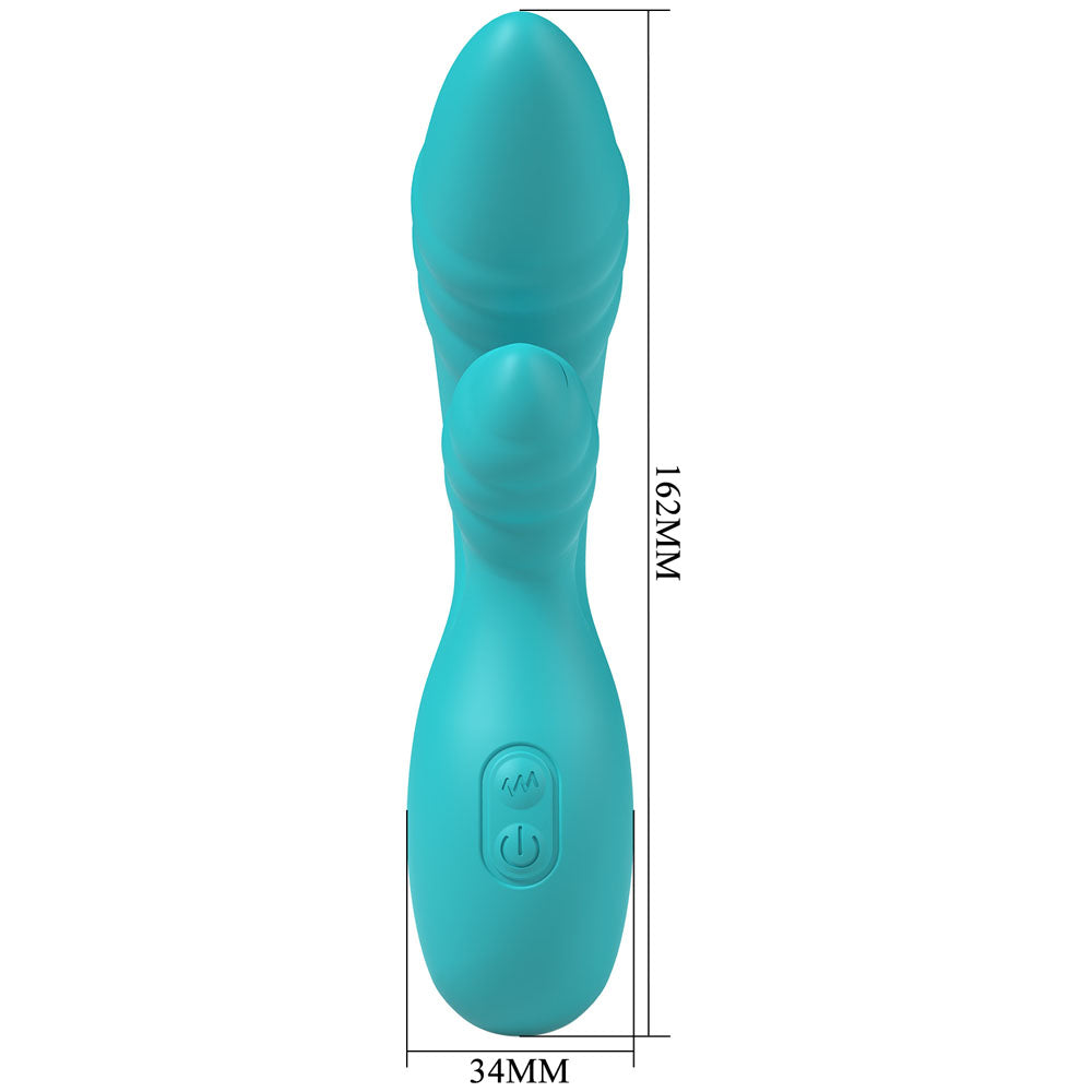 Party Up DALIDA - Teal - Teal 16.2 cm USB Rechargeable Rabbit Vibrator - Hush Store Sydney 