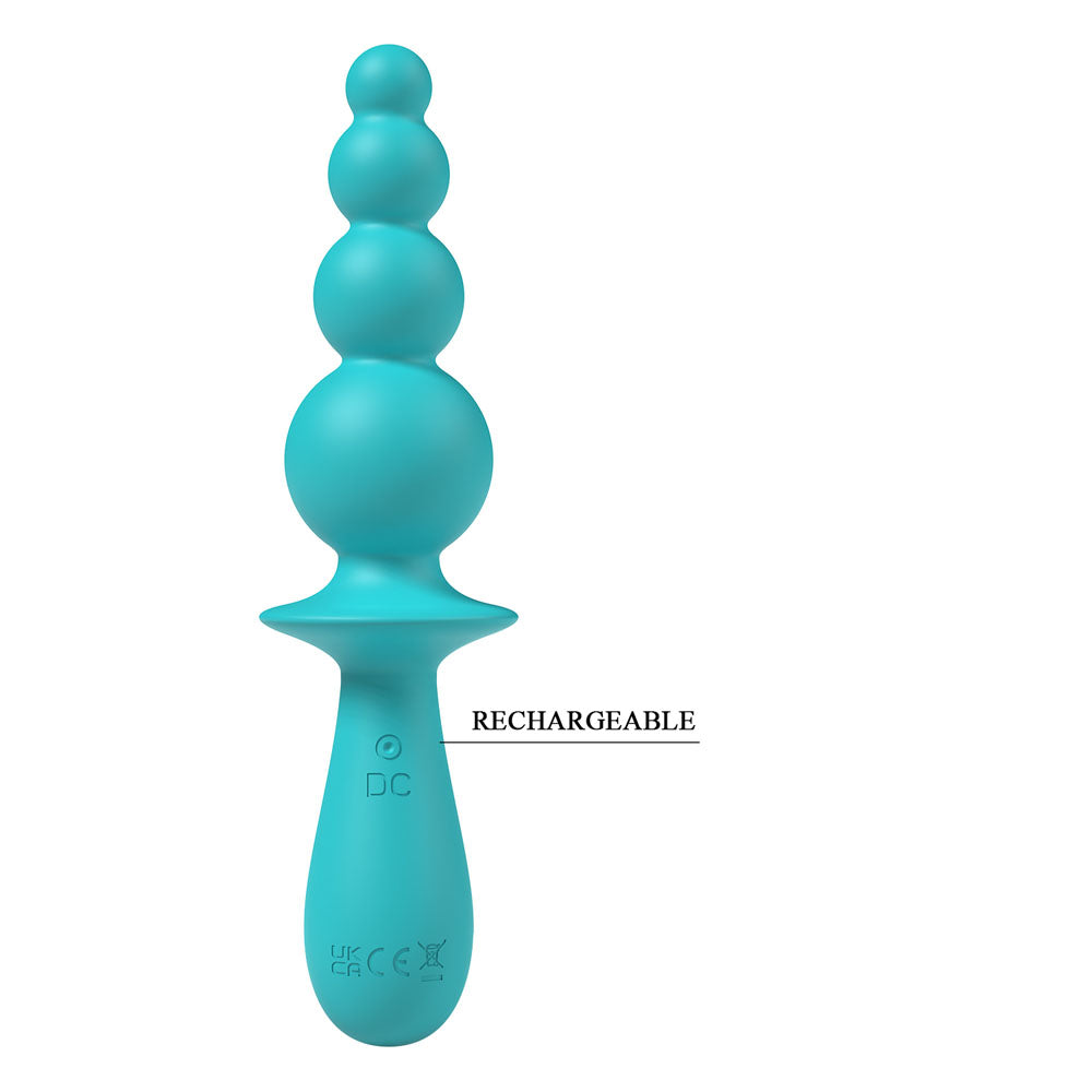 Party Up EVAJANE - Teal - Teal 17.1 cm USB Rechargeable Beaded Vibrator - Hush Store Sydney 