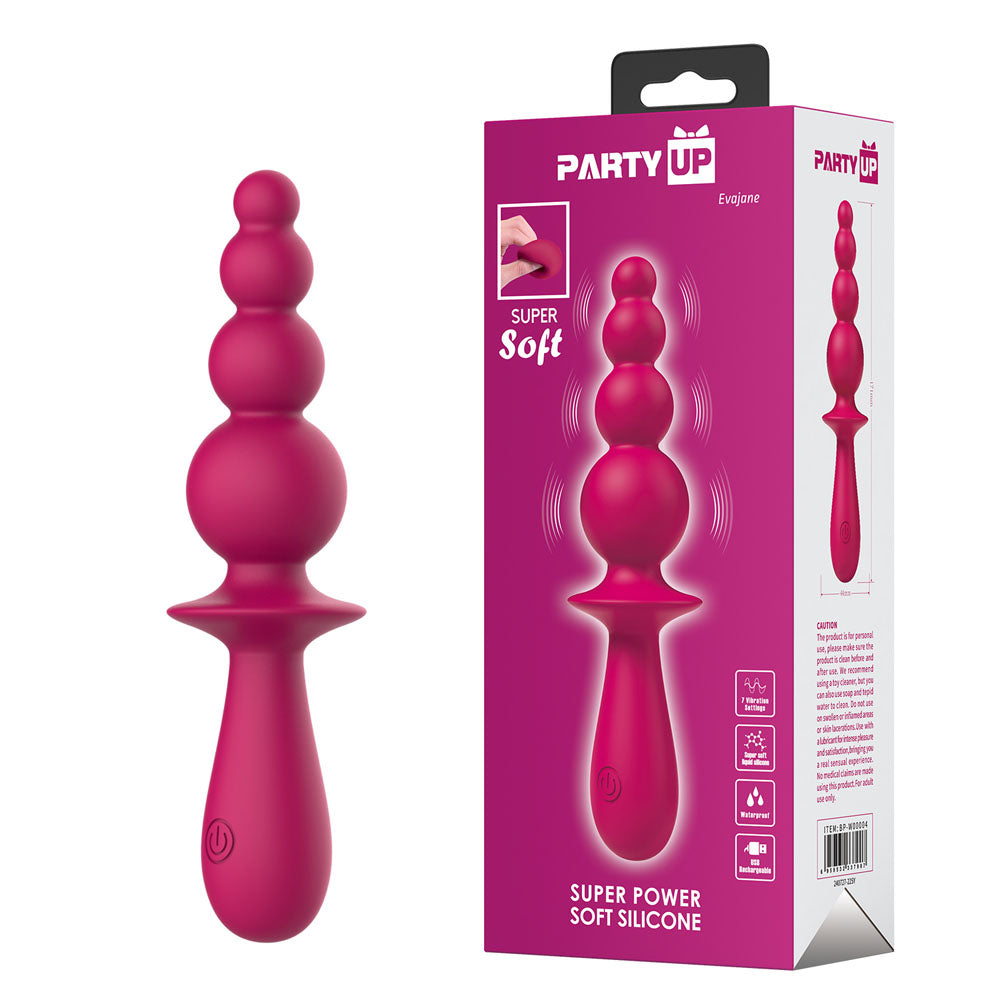 Party Up EVAJANE - Pink - Pink 17.1 cm USB Rechargeable Beaded Vibrator - Hush Store Sydney 
