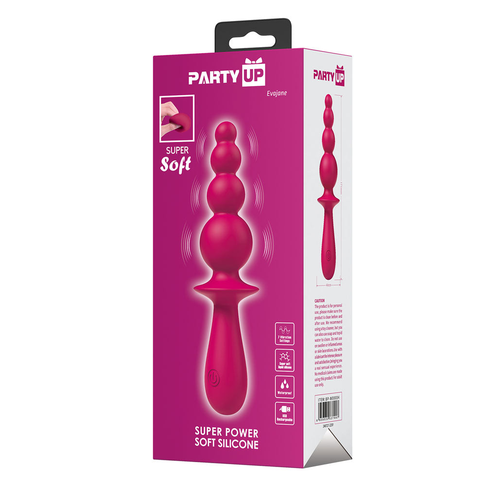 Party Up EVAJANE - Pink - Pink 17.1 cm USB Rechargeable Beaded Vibrator - Hush Store Sydney 