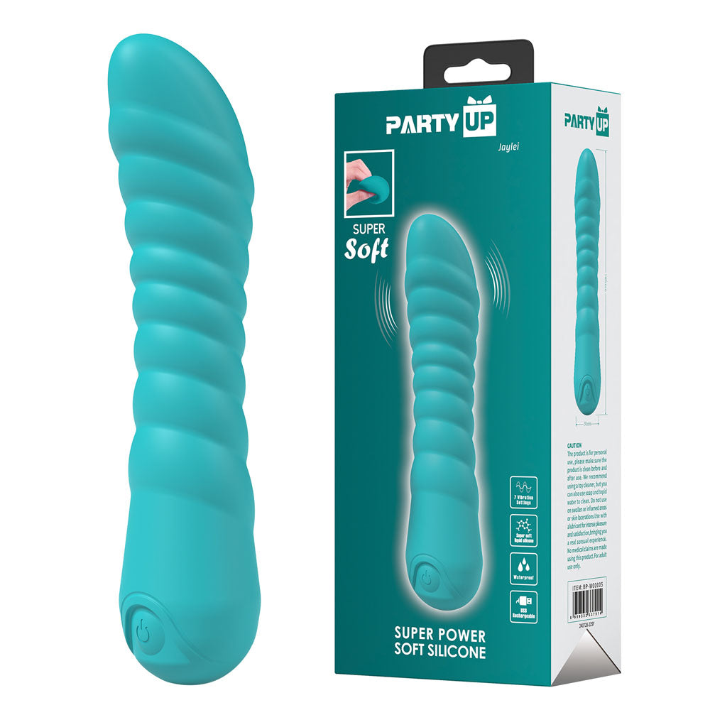 Party Up JAYLEI - Teal - Teal 14.6 cm USB Rechargeable Vibrator - Hush Store Sydney 