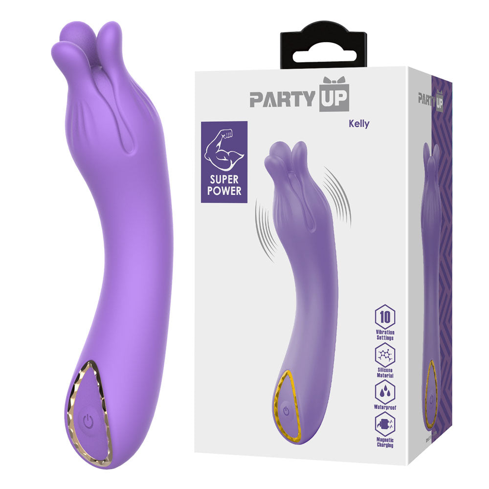 Party Up KELLY - Purple - Purple 13.7 cm USB Rechargeable Vibrator - Hush Store Sydney 
