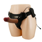 Party Up NELSON Vibrating Strap-On - Brown 17.5 cm Vibrating Hollow Strap-On