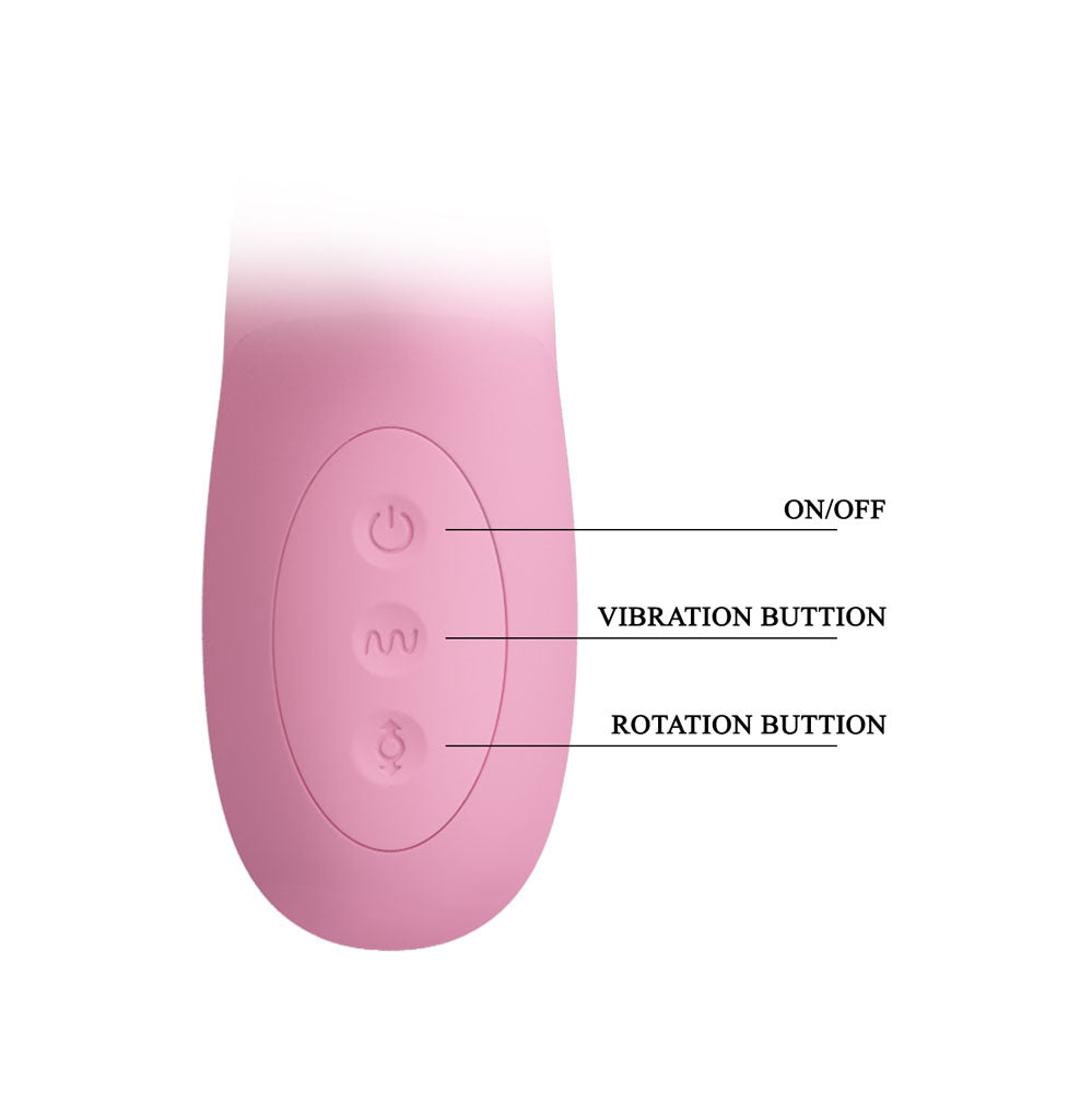 Party Up DEAN Wavy Rotation Vibe - Pink - Pink 23.8 cm USB Rechargeable Rotating Rabbit Vibrator