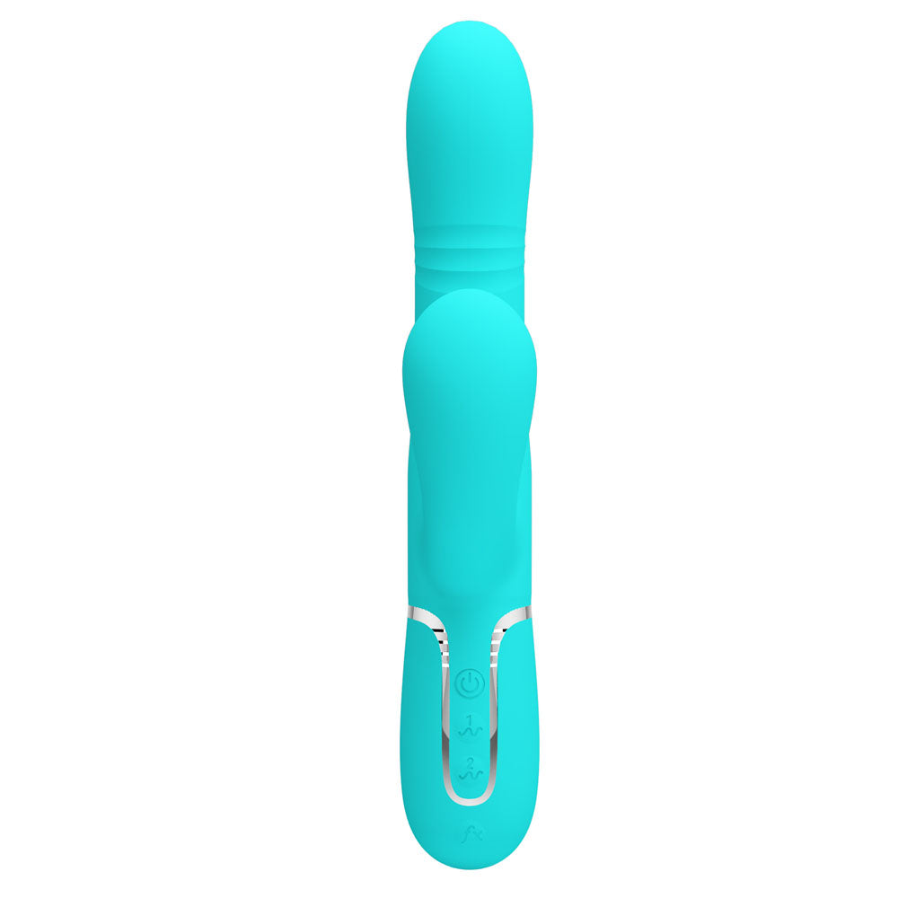 Party Up PAUL Rolling Beads Vibrator - Teal - Teal 22.6 cm USB Rechargeable Thrusting Rabbit Vibrator