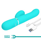 Party Up PAUL Rolling Beads Vibrator - Teal - Teal 22.6 cm USB Rechargeable Thrusting Rabbit Vibrator