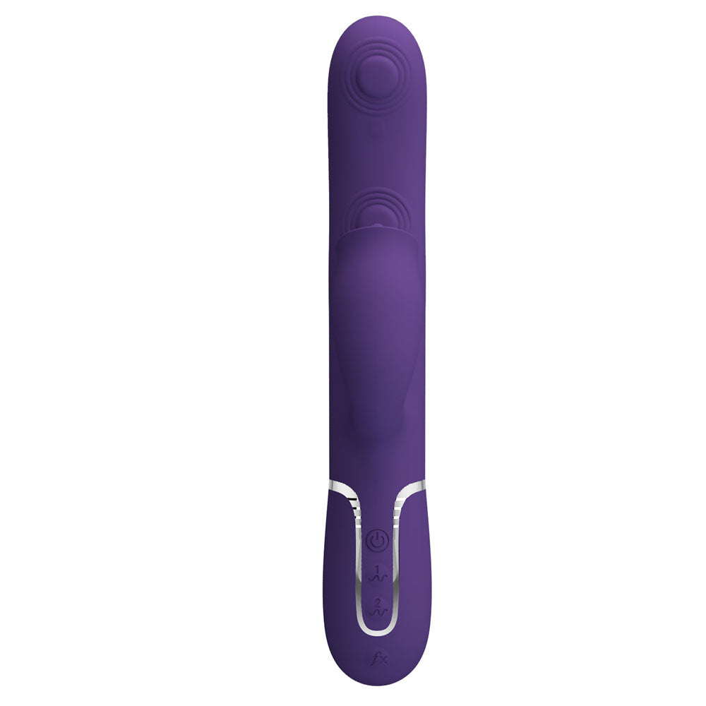 Party Up ALAN Dual Motor Vibrator - Purple - Purple 22.8 cm USB Rechargeable Vibrator with Licking Clit Stimulator and Thumping Shaft
