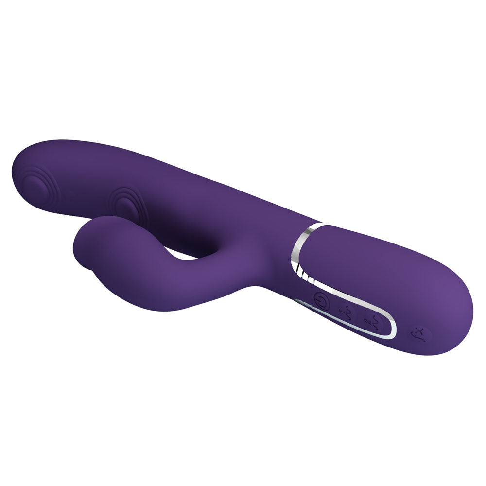 Party Up ALAN Dual Motor Vibrator - Purple - Purple 22.8 cm USB Rechargeable Vibrator with Licking Clit Stimulator and Thumping Shaft