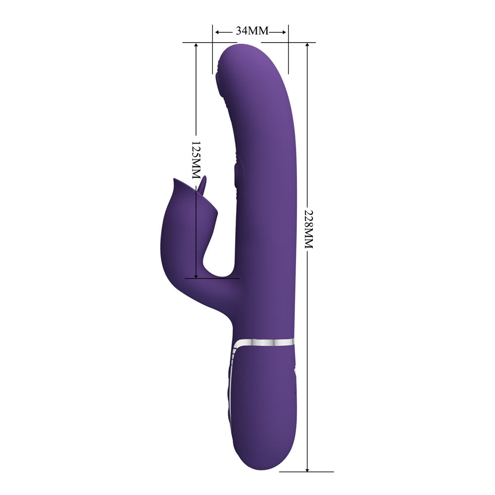 Party Up ALAN Dual Motor Vibrator - Purple - Purple 22.8 cm USB Rechargeable Vibrator with Licking Clit Stimulator and Thumping Shaft