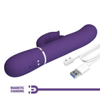 Party Up ALAN Dual Motor Vibrator - Purple - Purple 22.8 cm USB Rechargeable Vibrator with Licking Clit Stimulator and Thumping Shaft