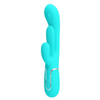 Party Up ANDY Multi Function Vibrator - Teal - Teal 22.2 cm USB Rechargeable Rabbit Vibrator with Flicking and Thumping Tip
