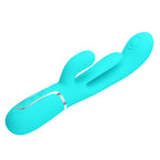 Party Up ANDY Multi Function Vibrator - Teal - Teal 22.2 cm USB Rechargeable Rabbit Vibrator with Flicking and Thumping Tip