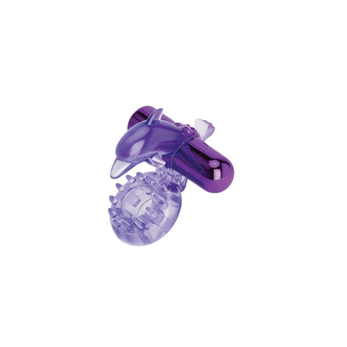 Bodywand Rechargeable Dolphin Ring with Clit Ticklers - Purple USB Rechargeable Vibrating Cock Ring - Hush Store Sydney 