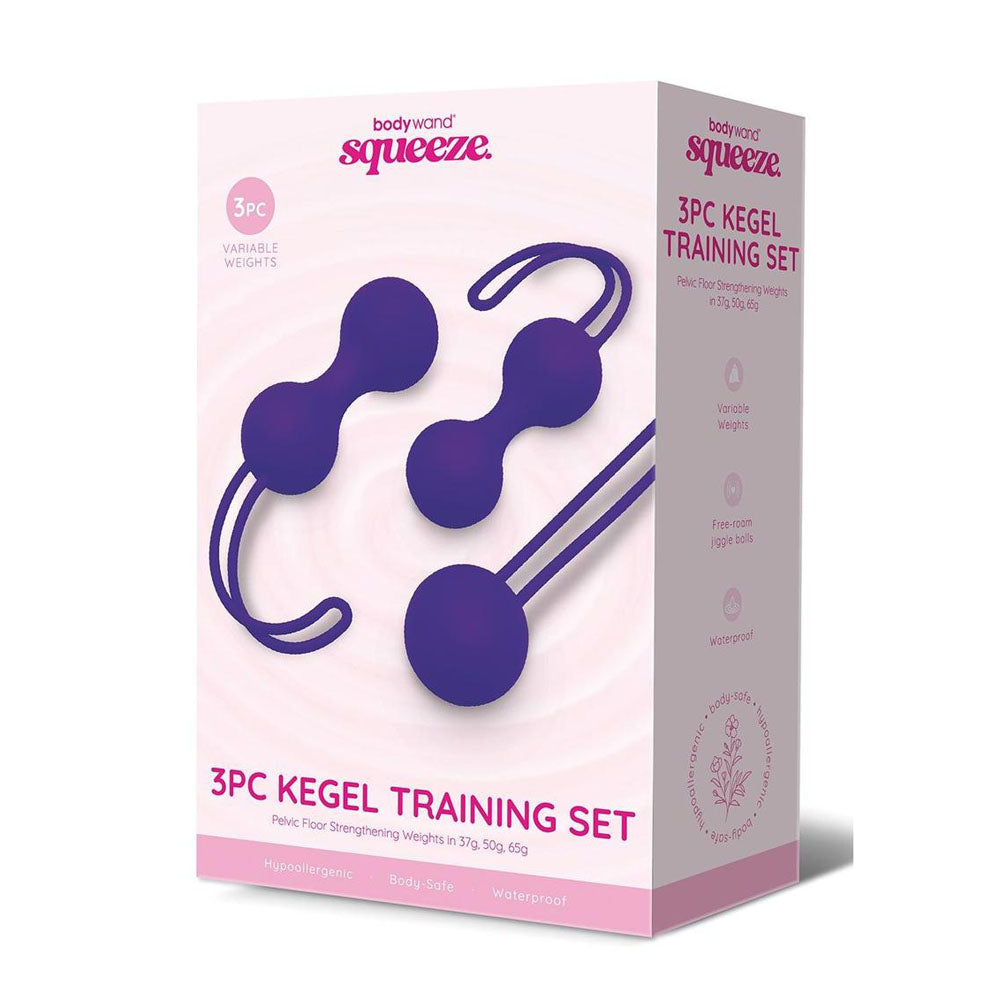 Bodywand Squeeze 3pc Kegel Training Set - Purple Weighted Kegel Ball Set - 3 Piece Kit - Hush Store Sydney 