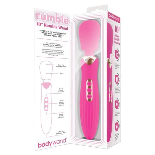 Bodywand RUMBLE WAND 10 Inch - Hot Pink 24 cm USB Rechargeable Massage Wand - Hush Store Sydney 
