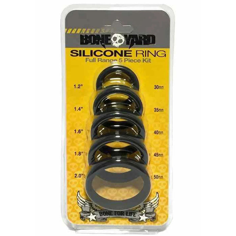 Boneyard Silicone Ring 5 Pcs Kit - Black Cock Rings - Set of 5 Sizes - Hush Store Sydney 