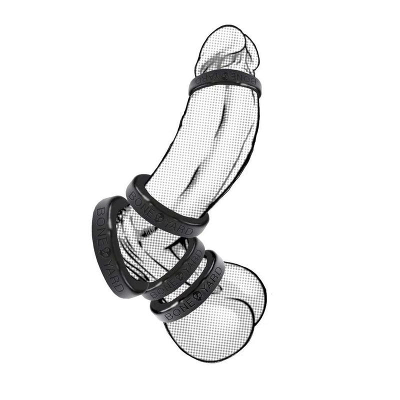 Boneyard Silicone Ring 5 Pcs Kit - Black Cock Rings - Set of 5 Sizes - Hush Store Sydney 