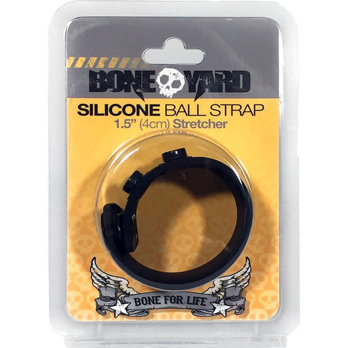 Boneyard Silicone Ball Strap Black - Black 3-Snap 4 cm Adjustable Ball Stretcher Ring - Hush Store Sydney 