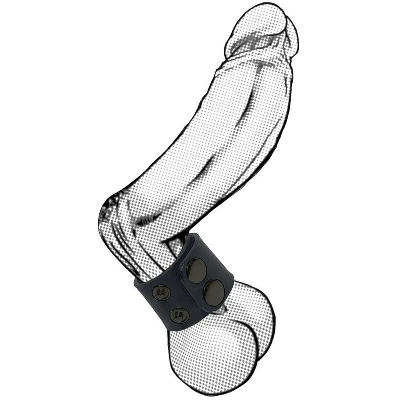 Boneyard Silicone Ball Strap Black - Black 3-Snap 4 cm Adjustable Ball Stretcher Ring - Hush Store Sydney 
