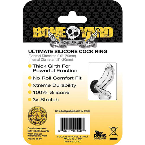 Boneyard Ultimate Silicone Ring Black - Black 50mm Cock Ring - Hush Store Sydney 