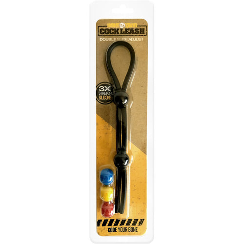 Boneyard Cock Leash Double - Black Adjustable Cock Lasso Ring - Hush Store Sydney 