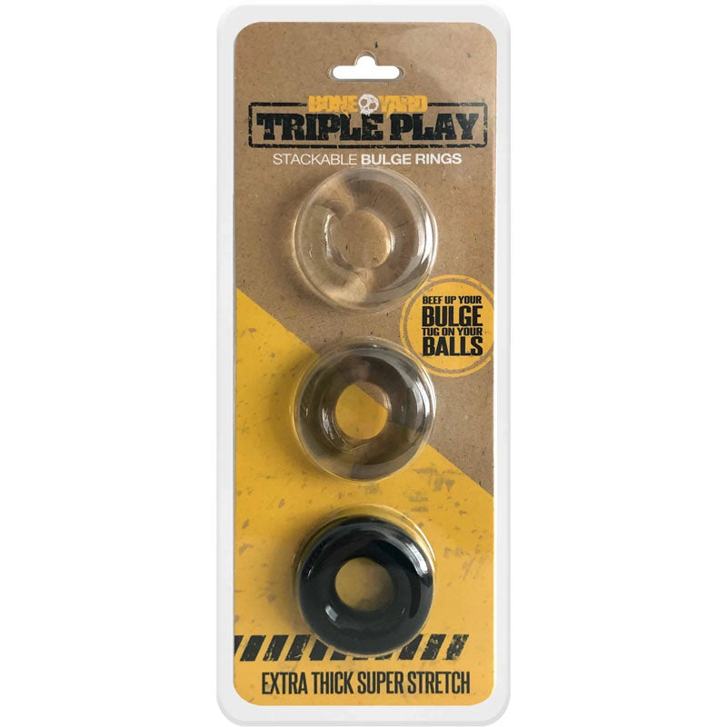 Boneyard Triple Play Cock Rings - 3 Pack - Hush Store Sydney 