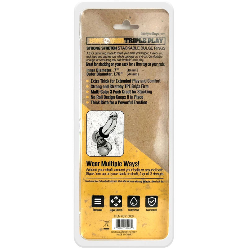 Boneyard Triple Play Cock Rings - 3 Pack - Hush Store Sydney 