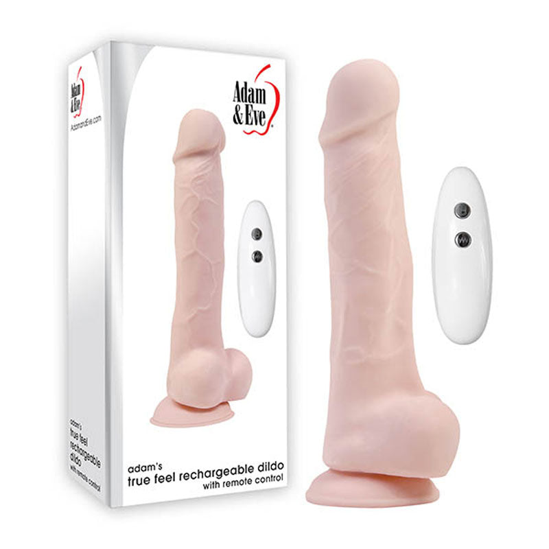 Adam & Eve Adam's True Feel Rechargeable Dildo - Flesh 17.8 cm (7'') USB Rechargeable Vibrating Dong - Hush Store Sydney 