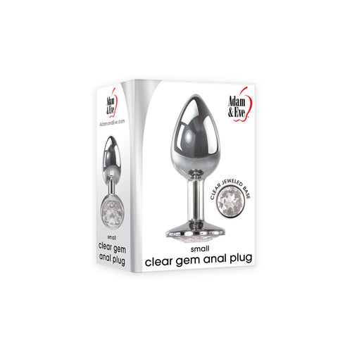 Adam & Eve Clear Gem Anal Plug - Small - Metallic 7.1 cm Small Butt Plug with Clear Gem Base - Hush Store Sydney 