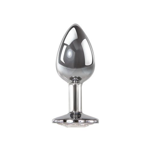 Adam & Eve Clear Gem Anal Plug - Small - Metallic 7.1 cm Small Butt Plug with Clear Gem Base - Hush Store Sydney 
