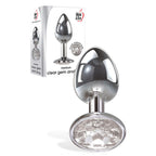 Adam & Eve Clear Gem Anal Plug - Medium - Metallic 8.2 cm Medium Butt Plug with Clear Gem Base