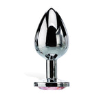 Adam & Eve Pink Gem Anal Plug - Medium - Silver Medium 8.2 cm Metal Butt Plug with Pink Gem