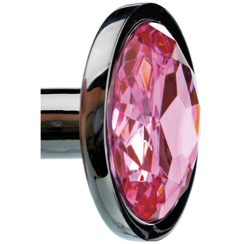 Adam & Eve Pink Gem Anal Plug - Medium - Silver Medium 8.2 cm Metal Butt Plug with Pink Gem