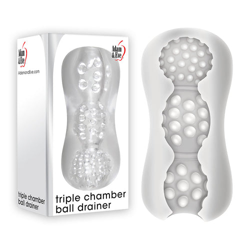 Adam & Eve Triple Chamber Ball Drainer - Clear Masturbator Sleeve - Hush Store Sydney 